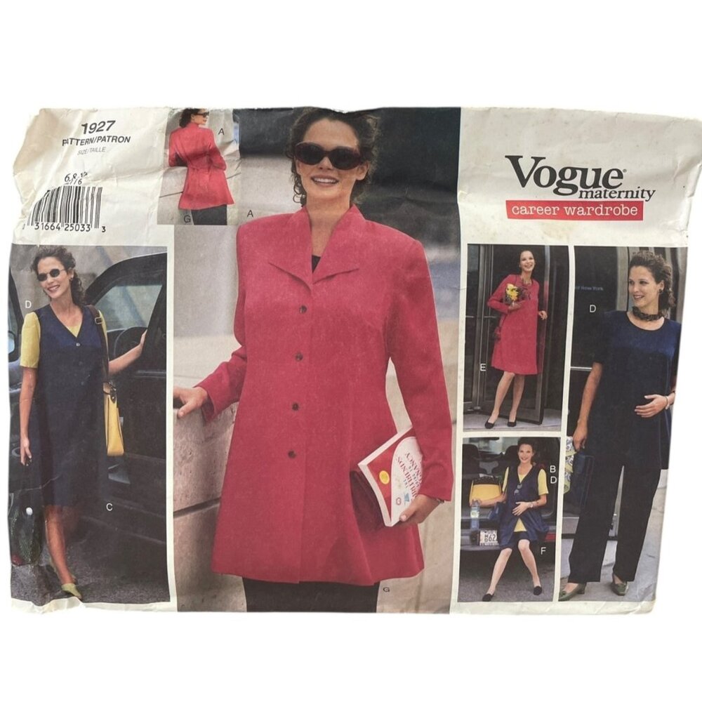 Vogue 1927 Maternity Jacket Vest Jumper Dress Size‎ 6-10 Career Wardrobe